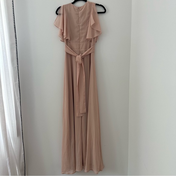 Lulu’s Dearly Loved Blush Pink Flutter Sleeve Maxi Dress Bridesmaids - Picture 7 of 11